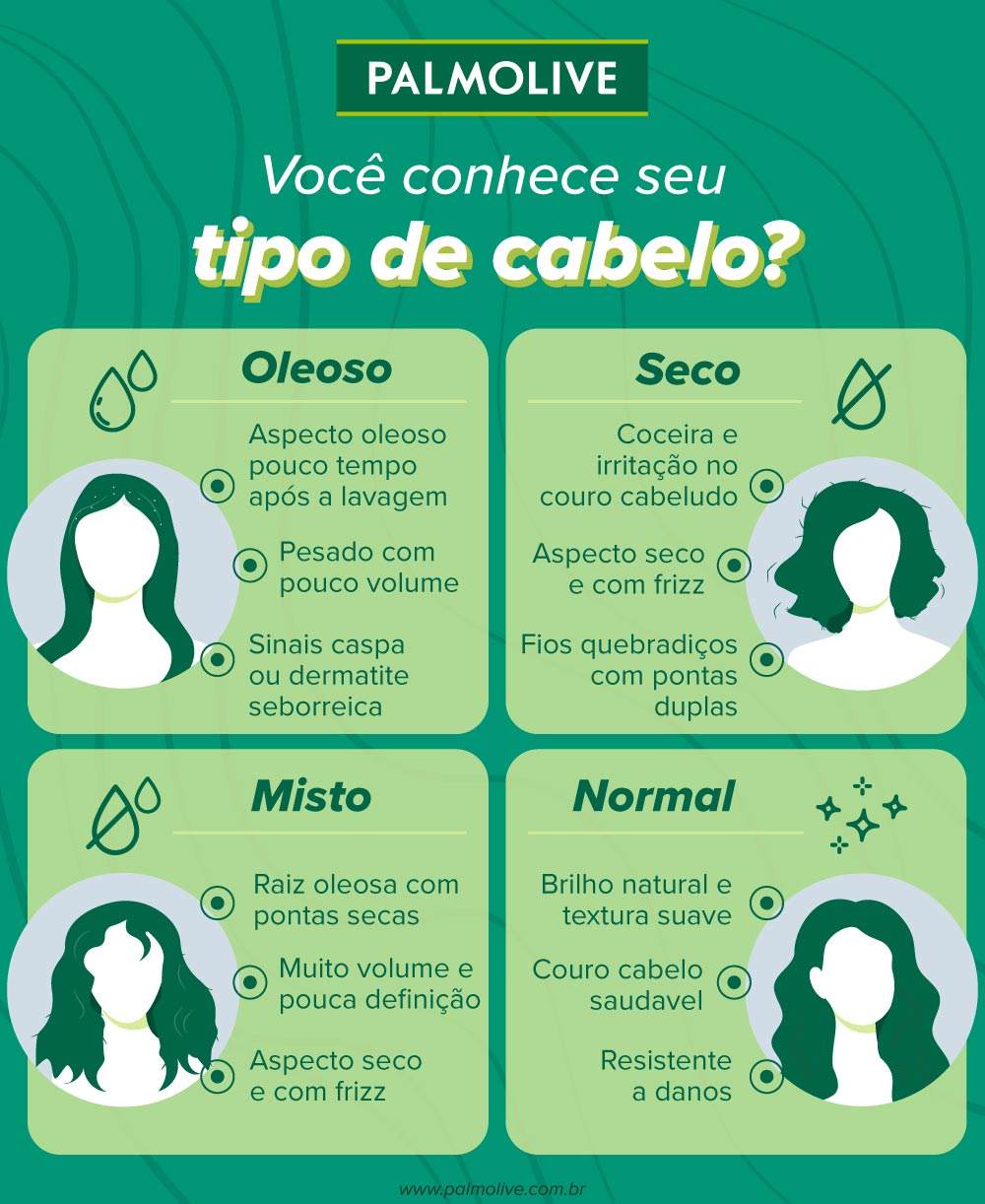 Infográfico com 5 dicas para cabelos lindos