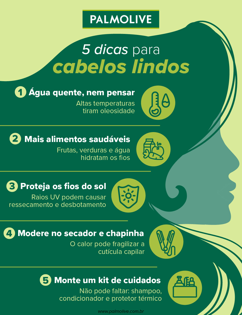 Infográfico sobre dicas para ter cabelos lindos